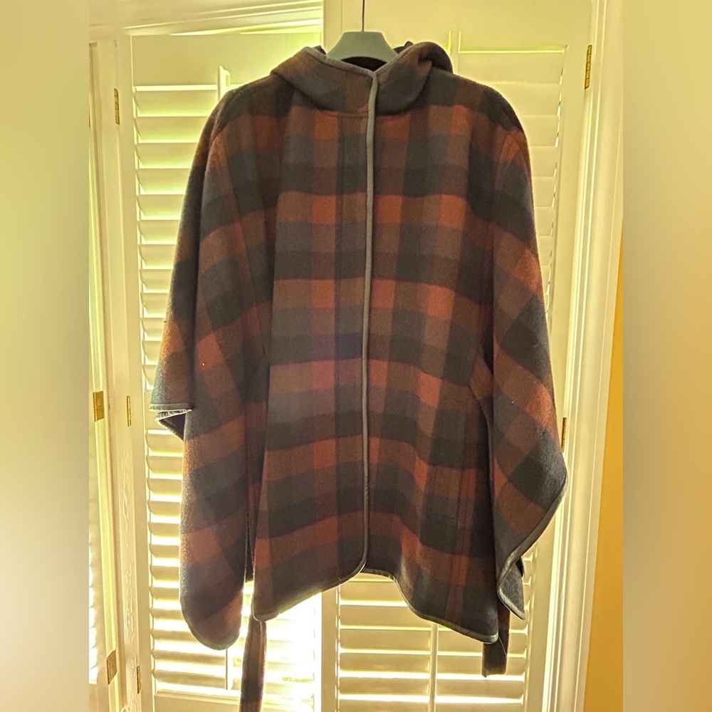 Plaid Hooded Poncho
